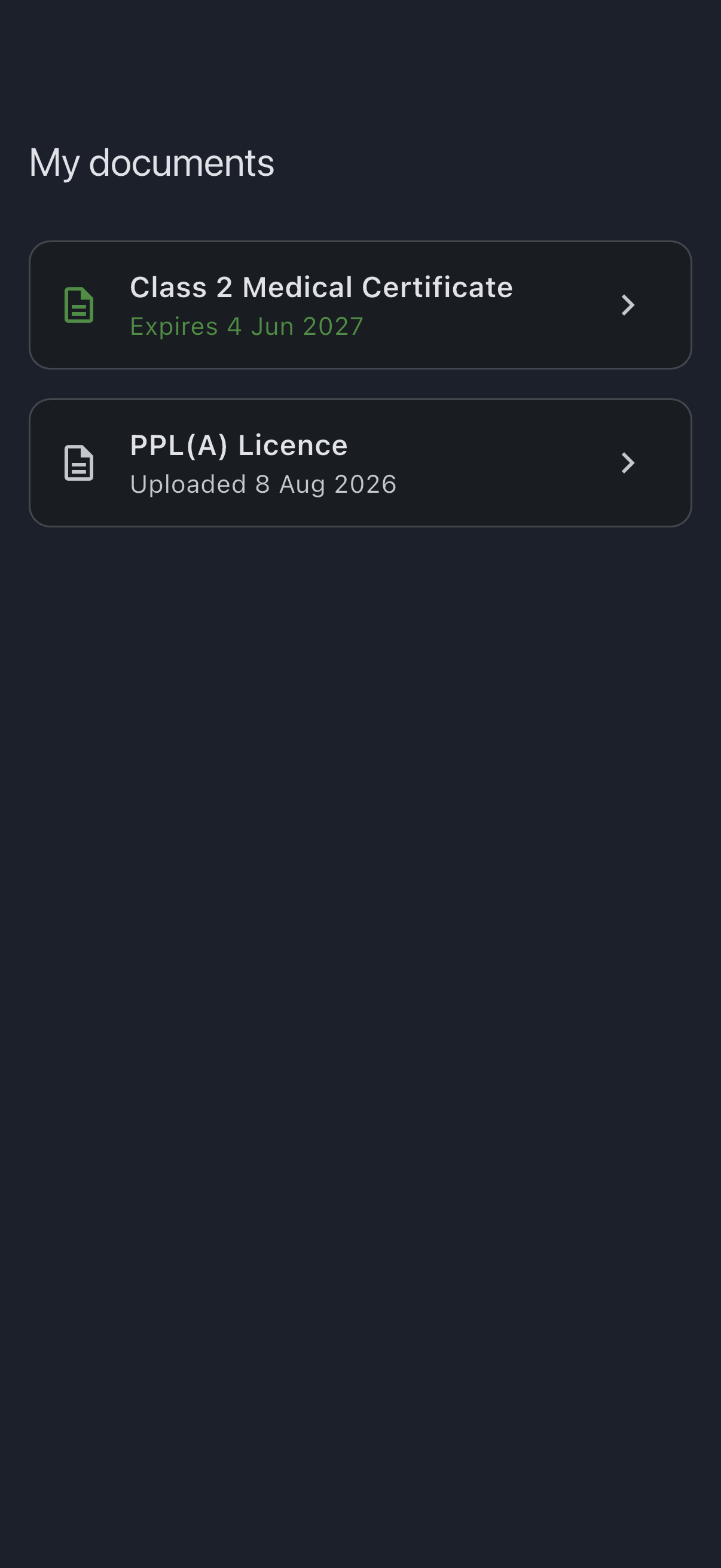 Licence tile showing the title and the date it was uploaded