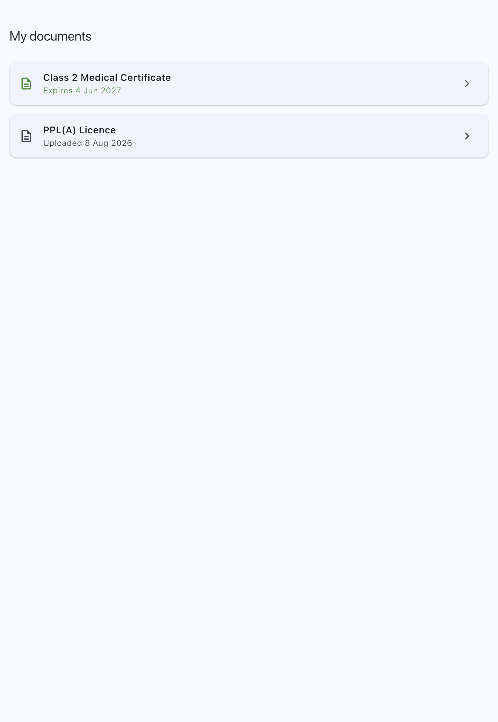 Licence tile showing the title and the date it was uploaded